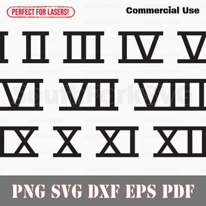 Pacote de algarismos romanos svg png dxf eps pdf | arquivos de impressão de corte e gravação a laser, clipart gráfico vetorial, download digital instantâneo, uso comercial