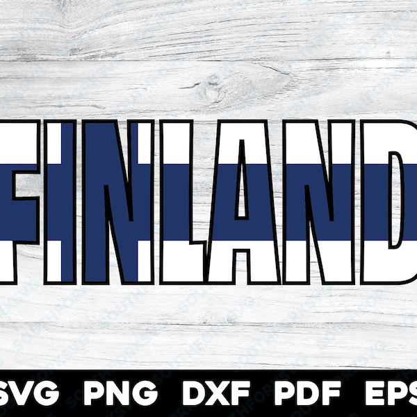 Finland Finnish Flag Name Design svg png dxf eps pdf layered by color vector graphic design cut print cnc laser engrave digital files Europe