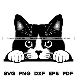 Gluren smoking kattenkop vectorontwerp 2 | svg png dxf eps pdf | vectorafbeelding gesneden print dye sub laser graveren digitaal bestand commercieel gebruik