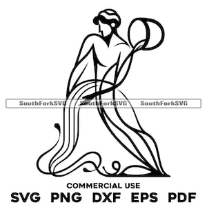Dessin au trait signe du zodiaque Verseau | svg png dxf pdf eps | Conception graphique vectorielle découpée, impression, teinture, sub, gravure au laser, fichiers numériques, utilisation commerciale