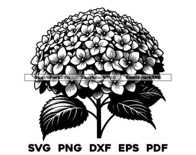 Hydrangea Template Svg, Garden Flower SVG Cut File, Floral Cricut Svg ...