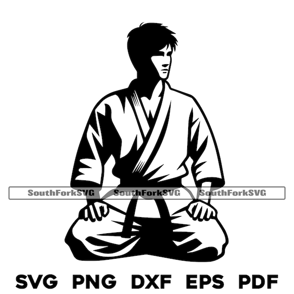 Karaté Arts martiaux Seiza Pose svg png dxf eps pdf | Fichiers vectoriels transparents, impression découpée, impression laser, gravure laser, utilisation commerciale