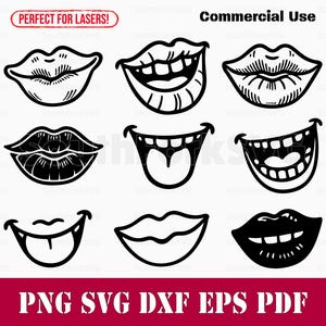 Eenvoudige lippenbundel svg png dxf eps pdf | vectorafbeelding knippen afdrukken kleurstof sub laser graveren illustraties commercieel gebruik