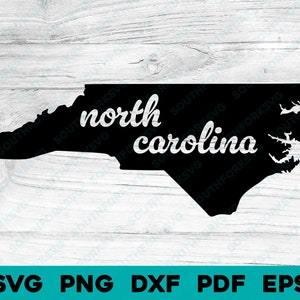 North Carolina State Silhouette with Scripted Text | svg png dxf eps pdf vector | graphic design cut print dye sub laser cnc digital file