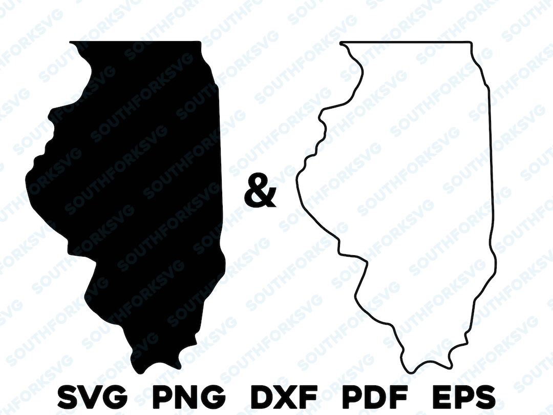 Simple Illinois State Silhouette &amp; Outline Shapes Svg Png Dxf Pdf Eps Vector Graphic Design Cut ...