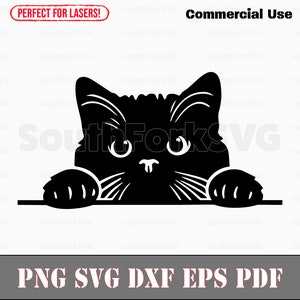 Diseño de gato cartujo espiando svg png dxf eps pdf / archivo de corte gráfico vectorial clip art láser / descarga digital instantánea uso comercial