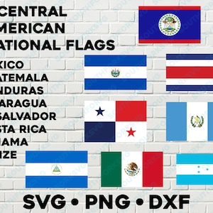 Central American Flags Bundle SVG PNG DXF vector graphic design digital file nation patriotic world travel republic education clip art