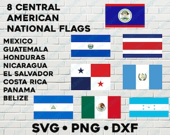 Central American Flags Bundle SVG PNG DXF vector graphic design digital file nation patriotic world travel republic education clip art