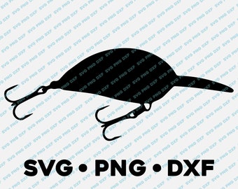 Crankbait Lure Fishing SVG PNG DXF vector transparent  cameo silhouette cut filehtv vinyl decal fishing hunting outdoors nature animal