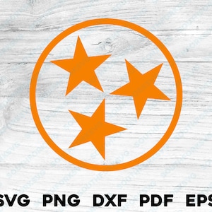 Tennessee Tri-Star Orange transparant svg png dxf eps pdf vector grafisch ontwerp digitaal knippen bestand