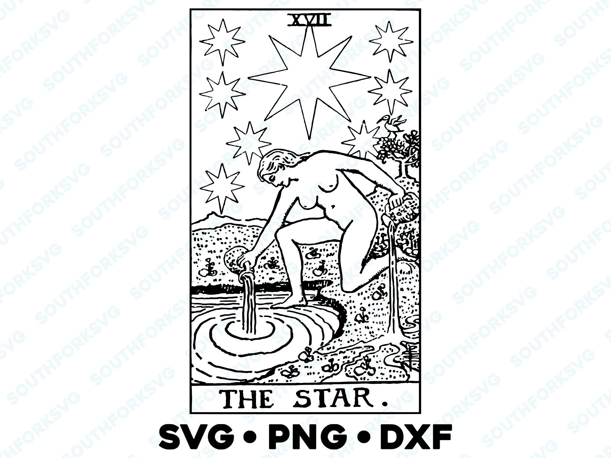 The Star Tarot Card Major Arcana Rider Waite Deck SVG PNG DXF - Etsy