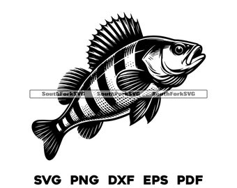 May include: Black and white illustration of a fish with a striped pattern. The fish is facing to the right and has a large fin on its back.