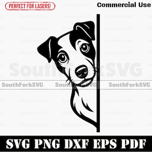 Peering Jack Russell Terrier Dog svg png dxf eps pdf | vector graphic cut file laser clip art instant digital download commercial use