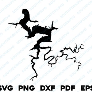 Cave Run Lake Kentucky Mapa Forma Silueta svg png dxf pdf eps vector diseño gráfico corte grabado archivo láser imagen canotaje casa del lago