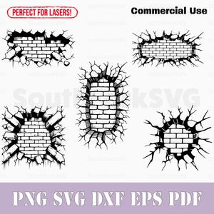 Baanbrekende bakstenen muur bundel svg png dxf eps pdf | vector grafisch ontwerp gesneden print kleurstof sub laser graveren bestanden commercieel gebruik