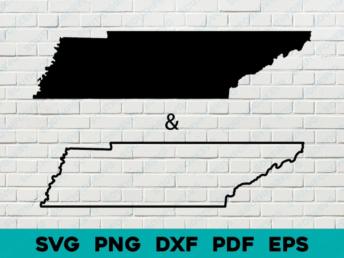 Tennessee State Silhouette &amp; Outline Shapes Svg Png Dxf Pdf - Etsy