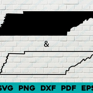 Silhouette et contour des formes de l'État du Tennessee svg png dxf pdf eps conception graphique vectorielle coupe gravure fichier laser image carte Amérique
