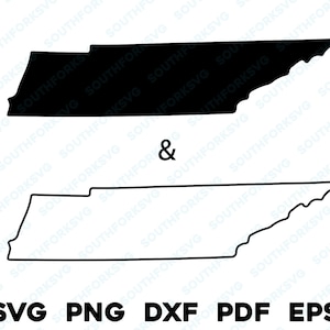 Eenvoudige Tennessee staat silhouet & omtrek vormen svg png dxf pdf eps vector grafisch ontwerp gesneden gravure laserbestand afbeelding kaart Amerika
