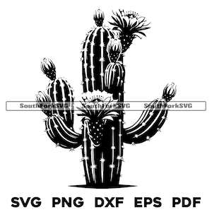 Cactus Blossom Flowers Floral Design svg png dxf eps pdf / vector gráfico corte archivo láser clip art / descarga digital instantánea uso comercial