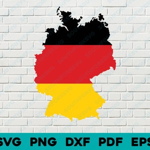 Bandeira nacional da Alemanha e contorno do formato do país svg png dxf eps pdf em camadas por cor design gráfico vetorial arquivo digital Viagem pelo mundo Europa