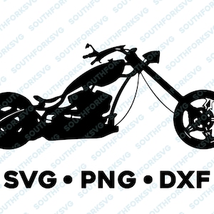 Chopper Moto Silhouette SVG PNG DXF Taglia File Design Vector Biker Cruiser King Touring Softail Dual Sport Moto uso commerciale