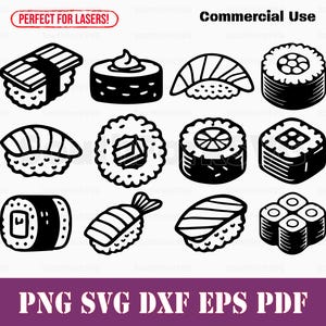 Einfaches süßes Sushi Bundle svg png dxf eps pdf | kommerzielle Nutzung