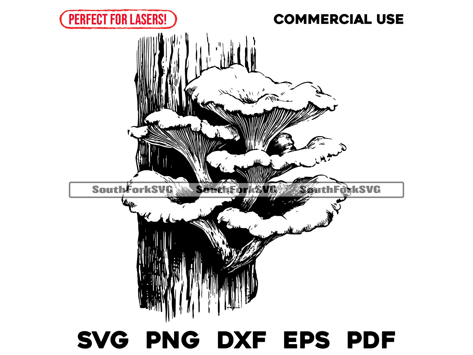 Chicken of the Woods Mushrooms Laser Engrave Files svg png dxf eps pdf | vector graphic design print dye sub cnc digital file commercial use