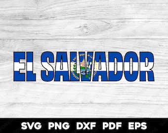 Diseño del nombre de la bandera de El Salvador 1 / svg png dxf pdf eps / diseño gráfico vectorial corte impresión sublimación clip art imagen archivos digitales América Central