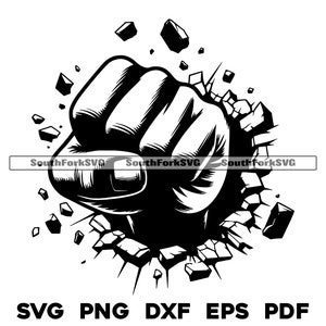 Vuistponsgat in muurontwerp | svg png dxf eps pdf | vectorafbeelding snijbestand laserclipart | direct digitaal downloaden voor commercieel gebruik