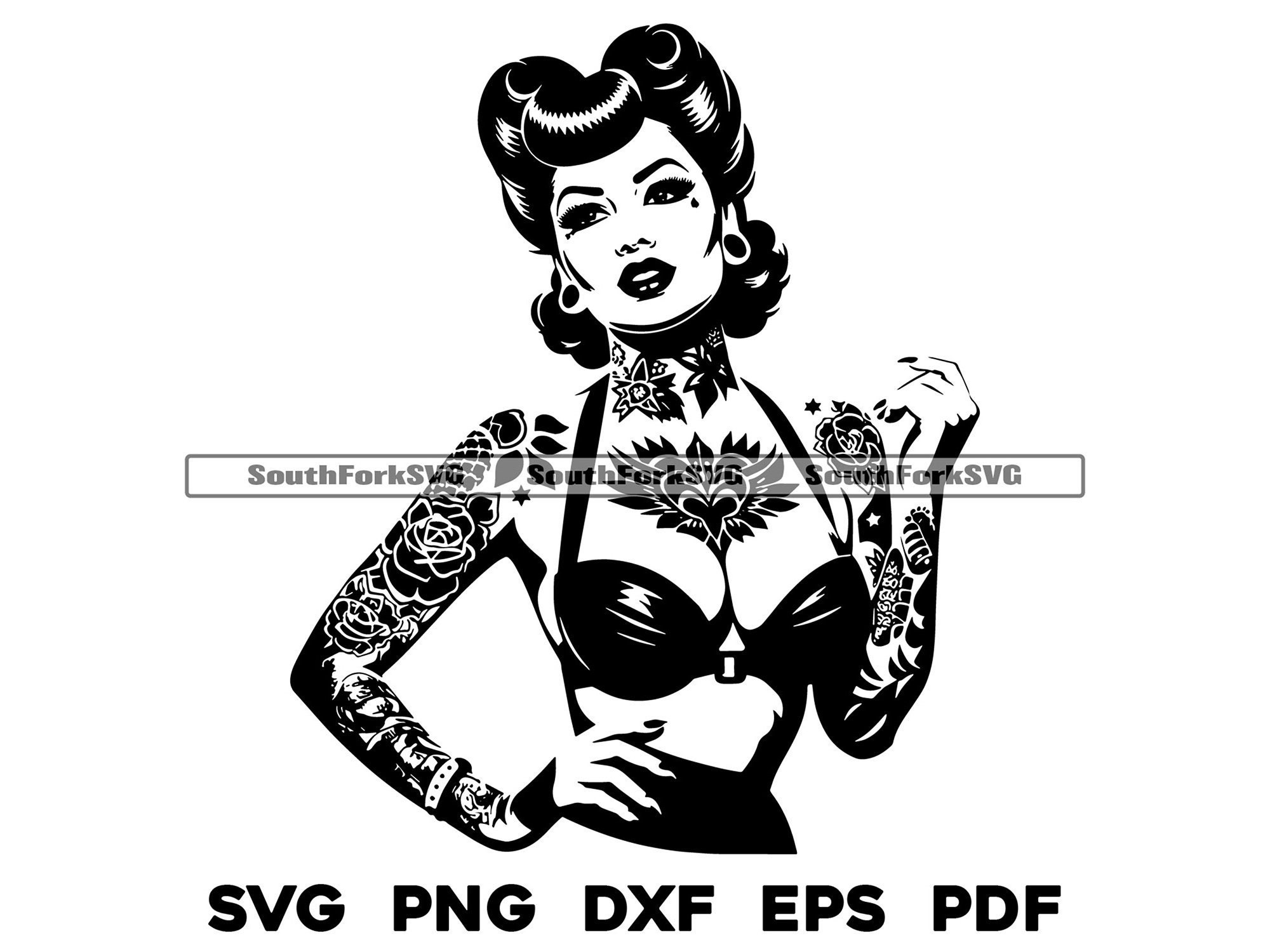 Pinup Girl Tattoos \u0026 Piercings Svg Png Dxf Eps Pdf Files | Cut Print Laser  Engraving CNC Dye Sub Vinyl | Instant Download Commercial Use - Etsy Israel, image size:2000x1500