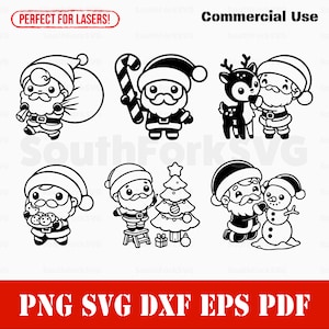Cute Chibi Santa Clause Bundle svg png dxf pdf eps | vector graphic design cut print dye sub laser file commercial use