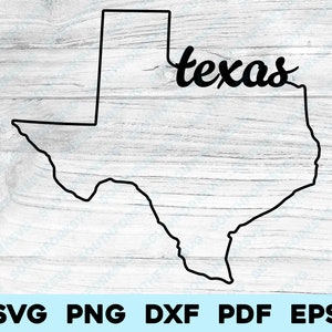 Texas State Outline with Scripted Text | svg png dxf eps pdf | vector graphic design cut print dye sub laser cnc digital files