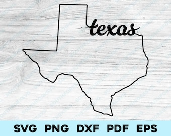 Texas State Outline with Scripted Text | svg png dxf eps pdf | vector graphic design cut print dye sub laser cnc digital files