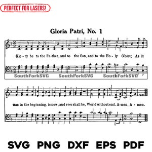 Gloria Patri Hymn Sheet Music svg png dxf eps pdf file di incisione laser progettazione grafica download digitale uso commerciale