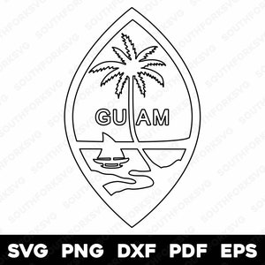 Guam Flag Center Crest Transparent Outline | svg png dxf eps pdf | vector graphic design cut print dye sub laser cnc digital files
