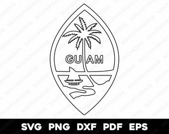 Guam Flag Center Crest Transparent Outline | svg png dxf eps pdf | vector graphic design cut print dye sub laser cnc digital files