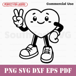 Cartoon Heart Peace Sign svg png dxf eps pdf | vector graphic design cut print laser engrave files digital download commercial use