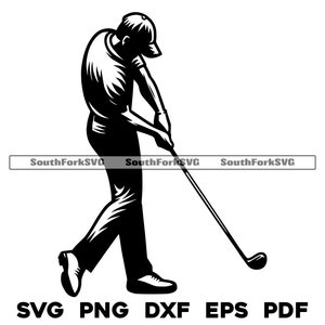 Golfer svg png dxf eps pdf | transparent graphic design cut print dye sub laser files commerical use