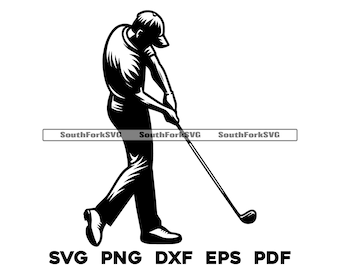 ゴルファー svg png dxf eps pdf | 透明なグラフィックデザイン カットプリント ダイサブレーザーファイル 商用利用