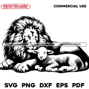 O Leão e o Cordeiro svg png dxf eps pdf | Arquivos de gravação a laser design gráfico vetorial corte impressão sublimação cnc arquivo digital uso comercial