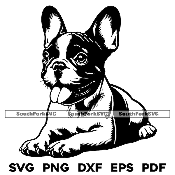 French Bulldog Laying Design | svg png dxf eps pdf | vector graphic cut file laser clip art | instant digital download commercial use