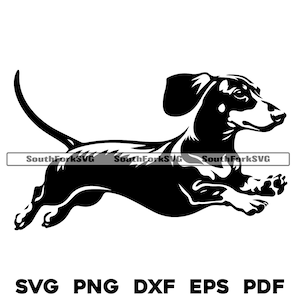 Dackel Weiner Hund Springend | svg png dxf eps pdf Vektorgrafik Schnittdatei Laser Clip Art | sofortiger digitaler Download kommerzielle Nutzung