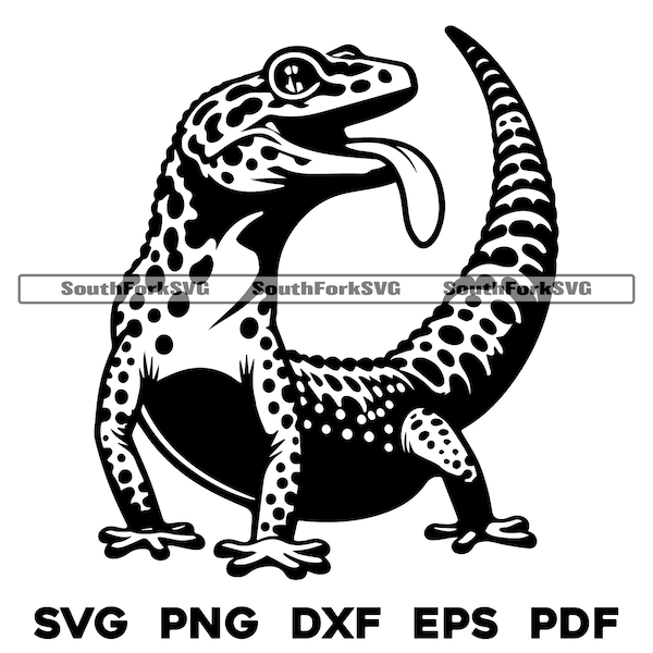 Leopard Gecko Design | svg png dxf eps pdf | vector graphic cut file laser clip art | instant digital download commercial use