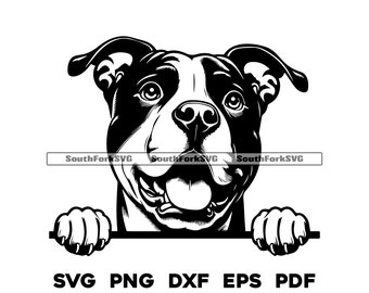 Peeking Pitbull Dog svg png dxf eps pdf | vector graphic cut file laser clip art instant digital download commercial use
