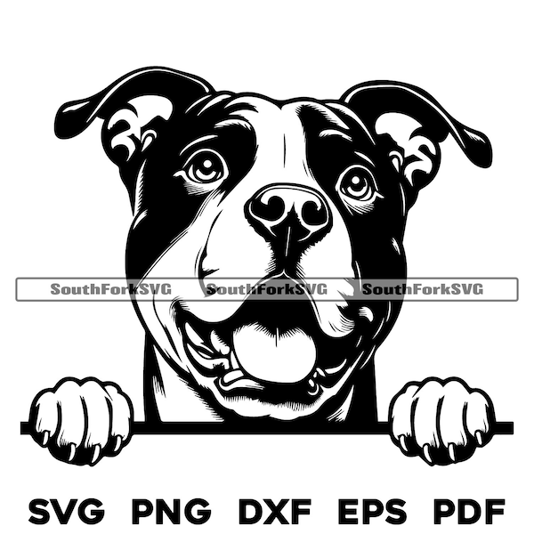 Peeking Pitbull Dog svg png dxf eps pdf | vector graphic cut file laser clip art instant digital download commercial use