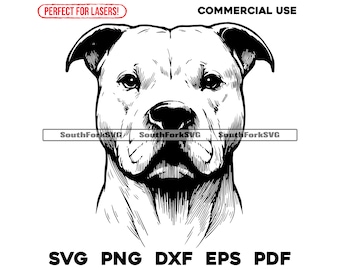 Pitbull Portrait Laser Engrave Files svg png dxf eps pdf | vector graphic design cut print dye sub digital files commercial use