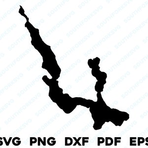Walloon Lake Lake Portland Karte Form Silhouette svg png dxf pdf eps Vektorgrafik Schnitt Gravur Laser-Datei Bild Boot See Haus