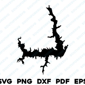 Lago Thunderbird Oklahoma Mapa Forma Contorno Silhueta svg png dxf pdf eps vetor design gráfico cortar gravar laser arquivo imagem barco casa