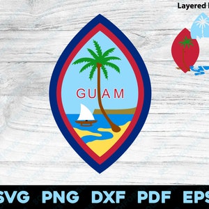 Guam Flag Center Crest Color | svg png dxf eps pdf | layered vector graphic design cut print dye sub laser cnc digital files