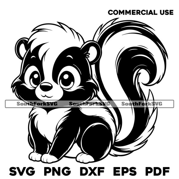 Cute Cartoon Skunk svg png dxf eps pdf | vector graphics design cut print dye sub laser engrave digital files commercial use